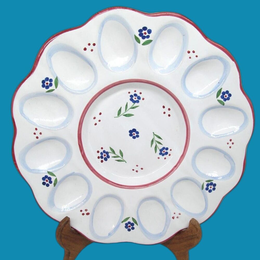 Shafford Cherbourg 11" Hand Painted Deviled Egg  Plate Strata Group EC